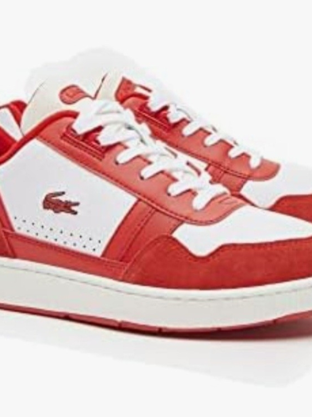 Lacoste Men's T-Clip Leather Sneakers in Red and White